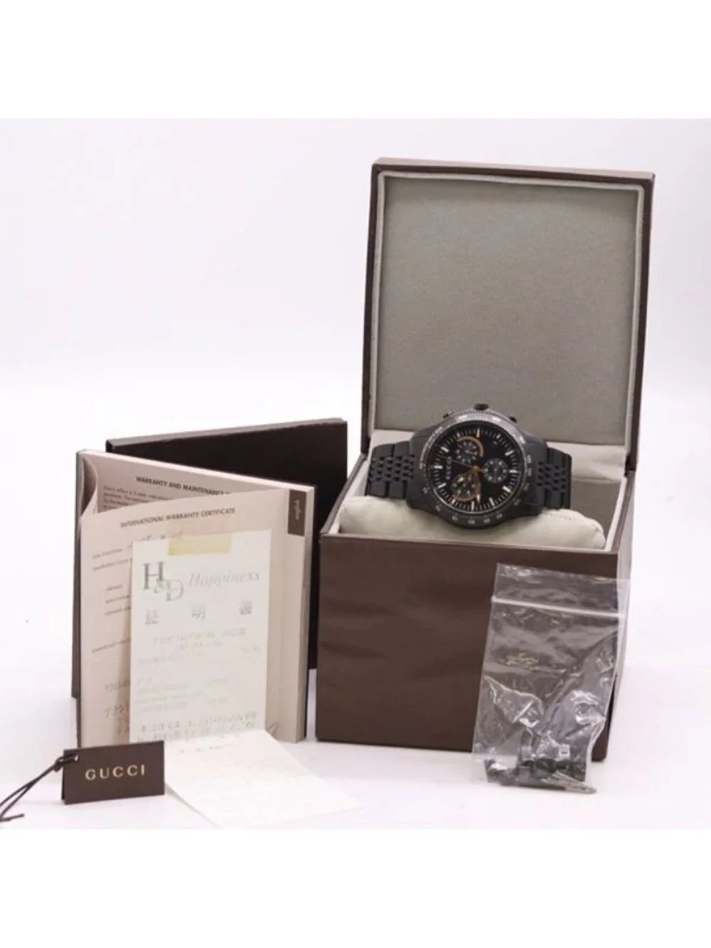 Gucci With and Ji Timeless 126.2 Quartz Date Chronograph Black Dial Watch
